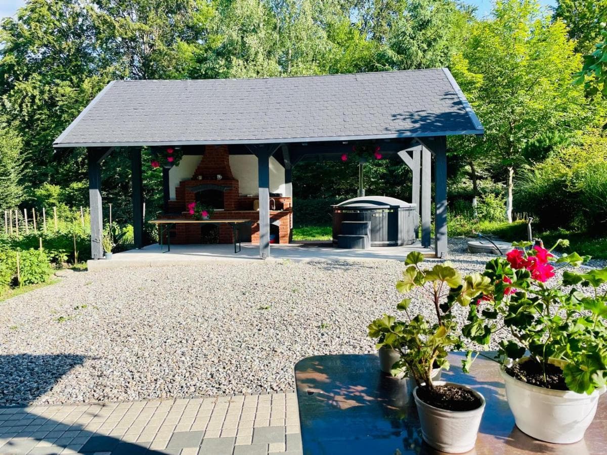 The BBQ pavilion in the cabin yard